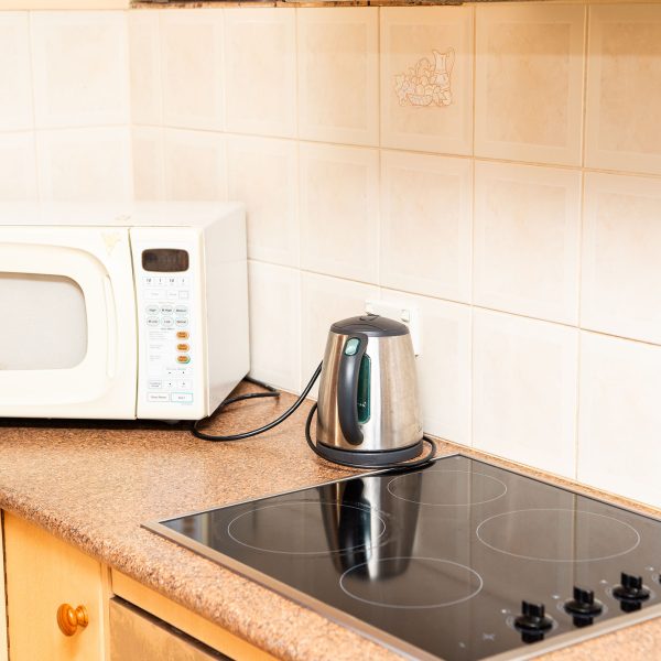 A kitchen counter in Nandewar Motor Inn room, showing appliances.